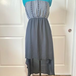 Ya Los Angeles black and white high to low dress with sheer bottom Size S